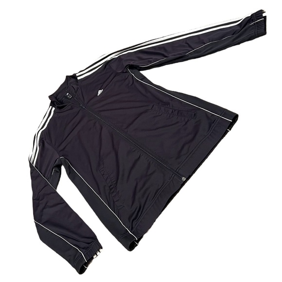 NWOT MENS ADIDAS BLACK/WHITE FULL ZIPPER TRICOT JACKET SIZE MEDIUM - Picture 2 of 5